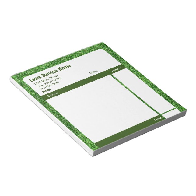 Bloc De Notas Recibo de Ventas de Servicios de Jardinería Green  (Lado Derecho)