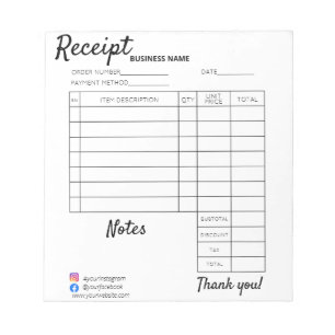 Bloc De Notas Recibos de Personalizados profesionales para empre