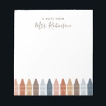 Bloc De Notas Reconocimiento del profesor Boho Crayon Notepad<br><div class="desc">Sorprenda al profesor en su vida o siéntese (si es el profesor) a este panel de notas,  con lápices de colores en una paleta de colores cálidos y neutros. Personalice el texto con el nombre del destinatario.</div>