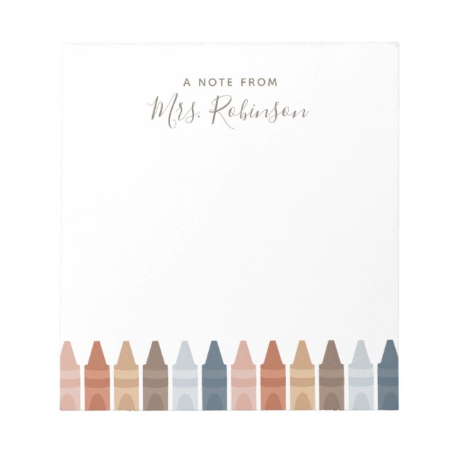 Bloc De Notas Reconocimiento del profesor Boho Crayon Notepad (Frente)