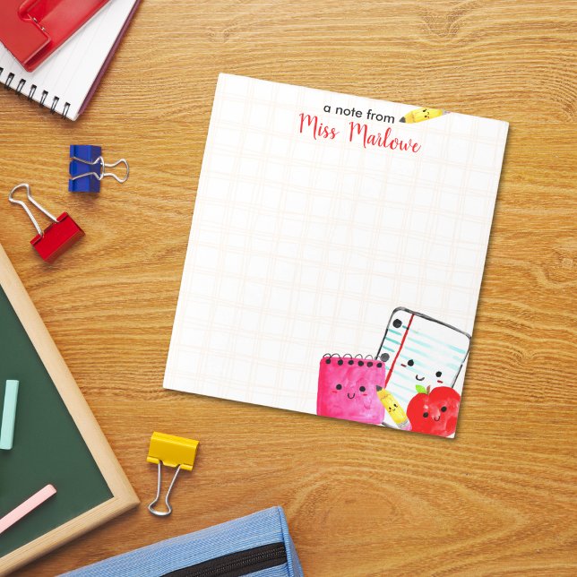 Bloc De Notas Reconocimiento del profesor Papel Apple Pencil Che (Teacher Appreciation Apple Pencil Paper Checkered Personalized Notepad)