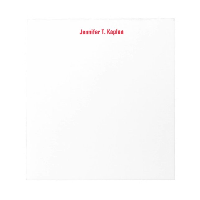 Bloc De Notas Red Bold Name Simple Profesional Moderno (Frente)