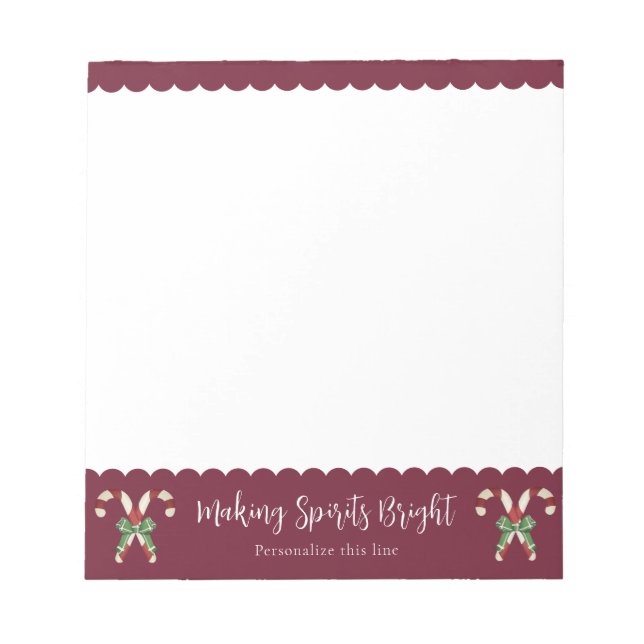 Bloc De Notas Red Candy Cane Festive Holiday Personalized (Frente)