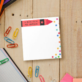 Bloc De Notas Red Crayon & Stars Colorful Note Del Profesor