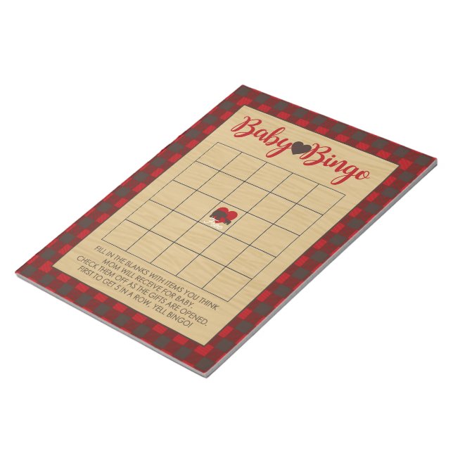Bloc De Notas Red Flannel Bingo Baby Shower Game Pack (Lado Derecho)