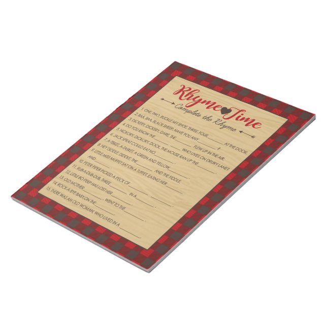Bloc De Notas Red Flannel Nursery Rhyme Baby Shower Game Pack (Lado Derecho)