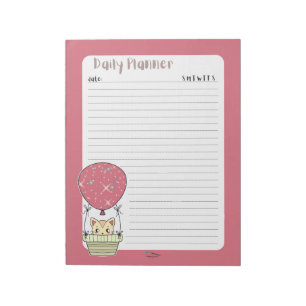 Bloc De Notas Red Kitty Balloon Lined Daily Planner