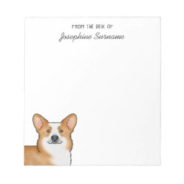 Bloc De Notas Red Pembroke Welsh Corgi Cabeza De Perro Y Persona