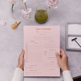 Bloc De Notas Red Pink Daily Planner & Tracker