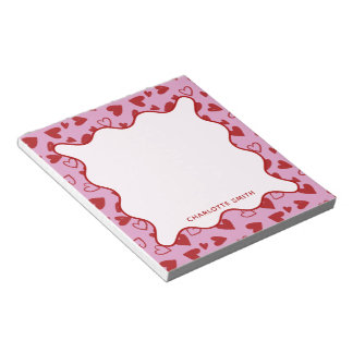Bloc De Notas Red Pink Hearts Pattern Valentine Gift Notepad