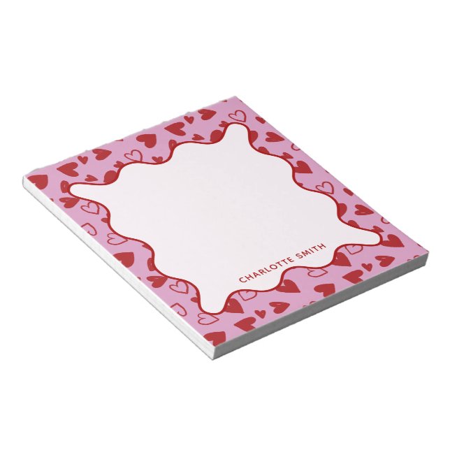 Bloc De Notas Red Pink Hearts Pattern Valentine Gift Notepad (Lado Derecho)