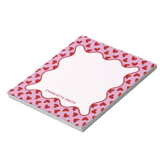 Bloc De Notas Red Pink Hearts Pattern Valentine Gift Notepad