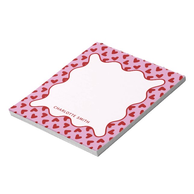 Bloc De Notas Red Pink Hearts Pattern Valentine Gift Notepad (Lado Izquierdo)