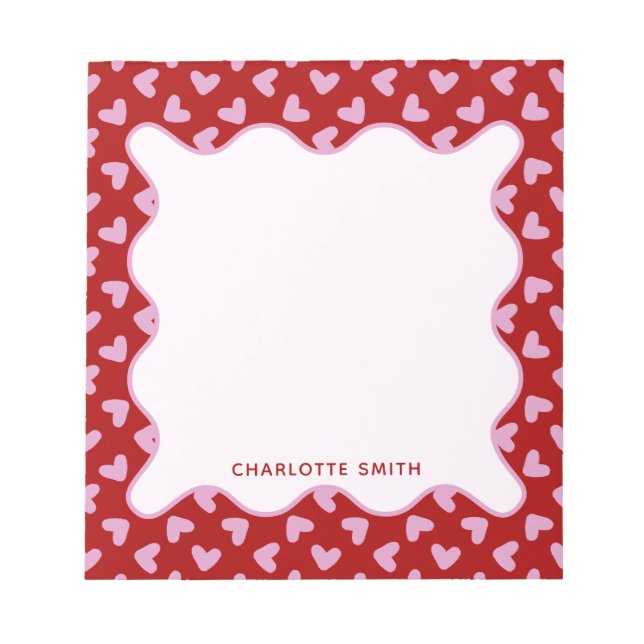 Bloc De Notas Red Pink Hearts Pattern Valentine Gift Notepad (Frente)