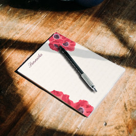 Bloc De Notas Red Poppies on Text Background Personalized