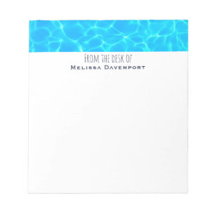Bloc De Notas Reflexiones sobre el agua de la piscina azul brill