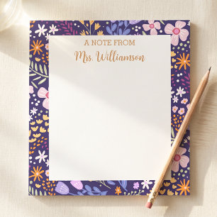 Bloc De Notas Regalo de Agradecimiento a Maestros Floral Persona