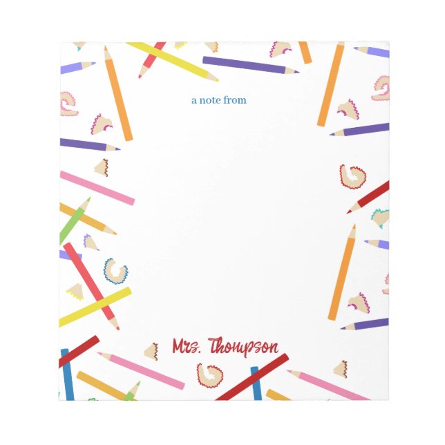 Bloc De Notas Regalo de Apreciación de Maestros de Pencils Color (Frente)