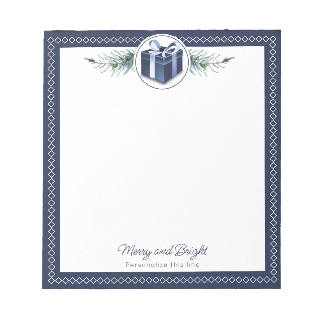 Bloc De Notas Regalo de Navidad Azul Personalizado (Frente)