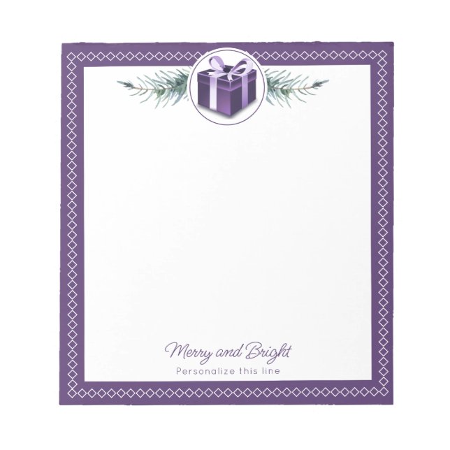 Bloc De Notas Regalo de Navidad Personalizado Morado (Frente)
