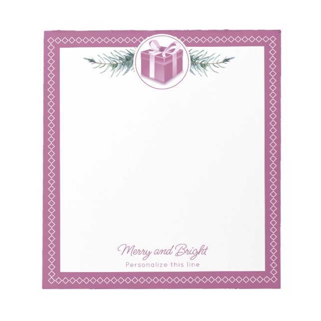 Bloc De Notas Regalo de Navidad Rosa Personalizado (Frente)