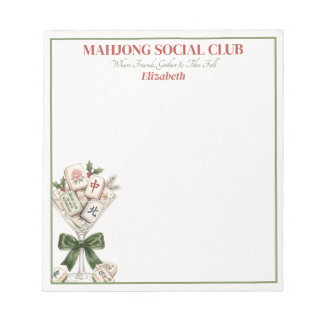 Bloc De Notas Regalo de Noche de Juego del Club Social de Mahjon