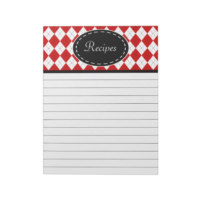 Bloc De Notas Regalo de Notepad de Receta de Cocina (Lado Izquierdo)