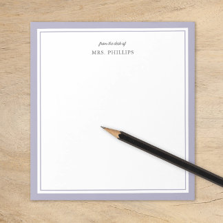 Bloc De Notas Regalo del profesor de monograma Minimalista Lilac