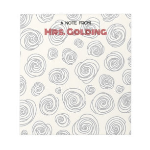 Bloc De Notas Regalo docente personalizado de Swirls and Doodles
