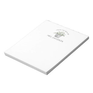 Bloc de notas regalo para maestros con planta en m