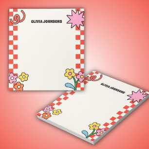 Bloc De Notas Regalo Retro Beige Rojo Agradecimiento a Maestros 