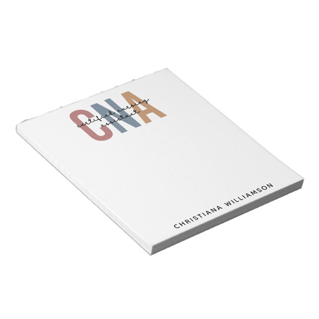 Bloc De Notas Regalos de Auxiliar de Enfermería Certificados por (Lado Derecho)