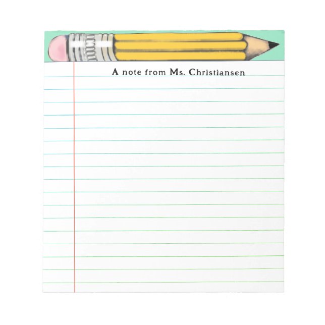 Bloc De Notas Regalos de profesores personalizados (Frente)