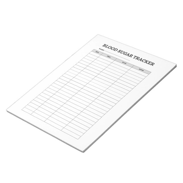 BLOC DE NOTAS REGISTRADOR DE AZÚCAR EN SANGRE (Lado Derecho)
