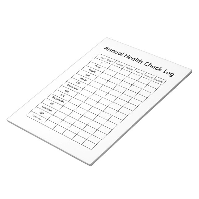 Bloc De Notas Registro de chequeo de salud anual (Lado Derecho)