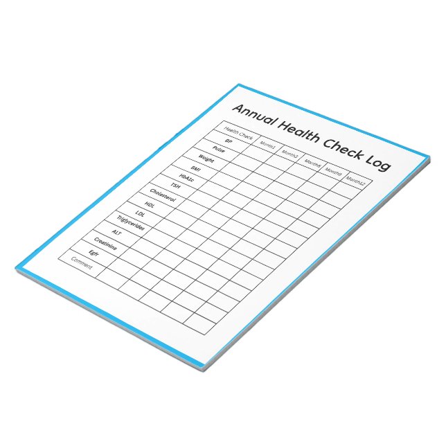 Bloc De Notas Registro de chequeo de salud anual (Lado Derecho)