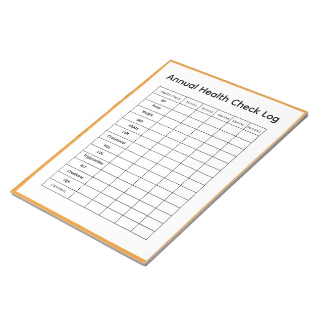 Bloc De Notas Registro de chequeo de salud anual (Lado Derecho)