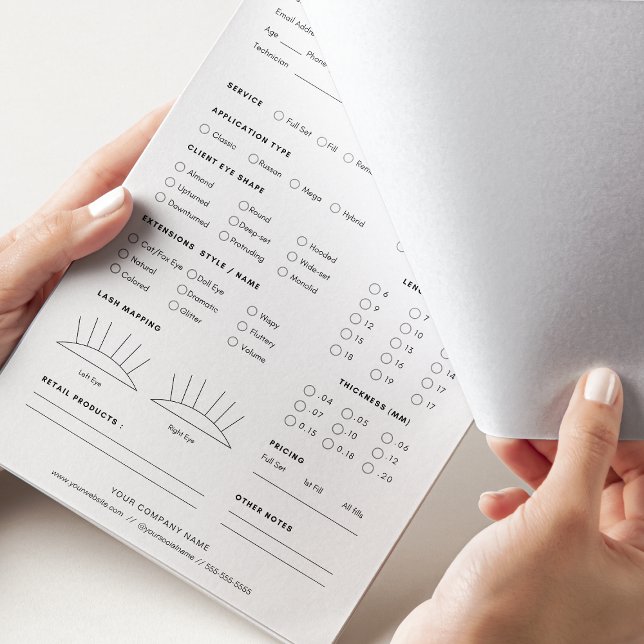 Bloc De Notas Registro de cliente de extensión de eyelash 40 pág (Eyelash Extension Client Record Form)