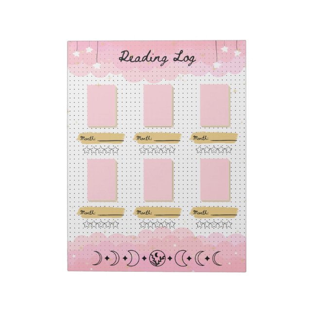 Bloc De Notas Registro de lectura del diario Pink Starry Sky (Lado Izquierdo)