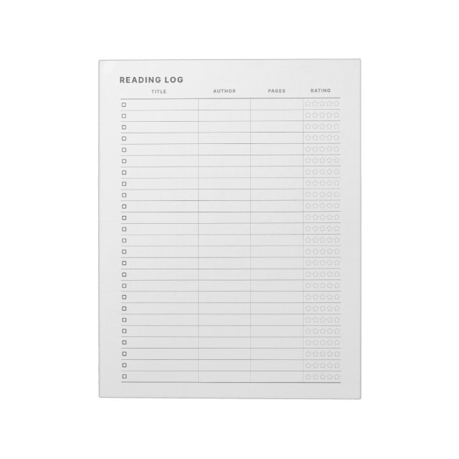 Bloc De Notas Registro de lectura minimalista simple (Lado Izquierdo)