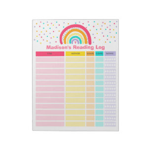 Bloc De Notas Registro de lectura personalizada del arcoiris en