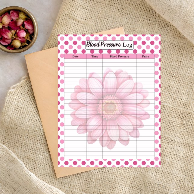 Bloc De Notas Registro de Presión Arterial Floral Rosa (Subido por el creador)