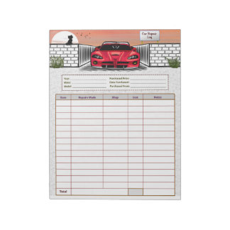 Bloc De Notas Registro de Reparación de Autos