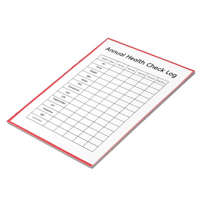 Bloc De Notas Registro de Revisión Anual de Salud (Lado Derecho)