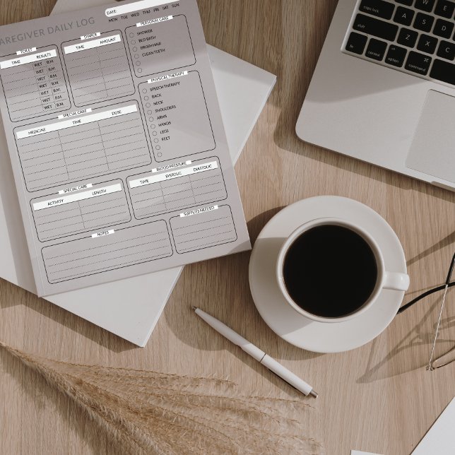 Bloc De Notas Registro diario de cuidadores, cuidado de ancianos (Subido por el creador)