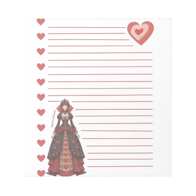 Bloc De Notas Reina de Corazones Rayada (Frente)