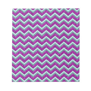 Bloc De Notas Relieve metalizado magenta y patrón ZigZag Verde a