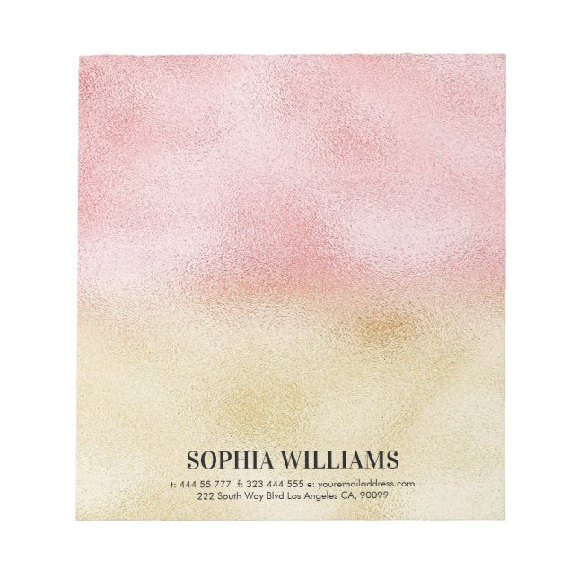 Bloc De Notas Relieve metalizado Ombre Rosa y Oro (Frente)