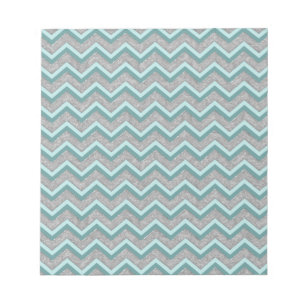 Bloc De Notas Relieve metalizado plateado y ZigZag Verde azulado