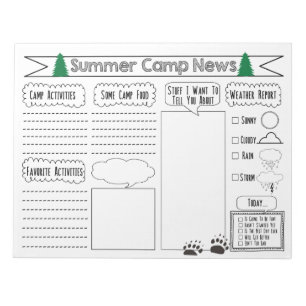 Bloc De Notas Rellenar carta de campamento de verano